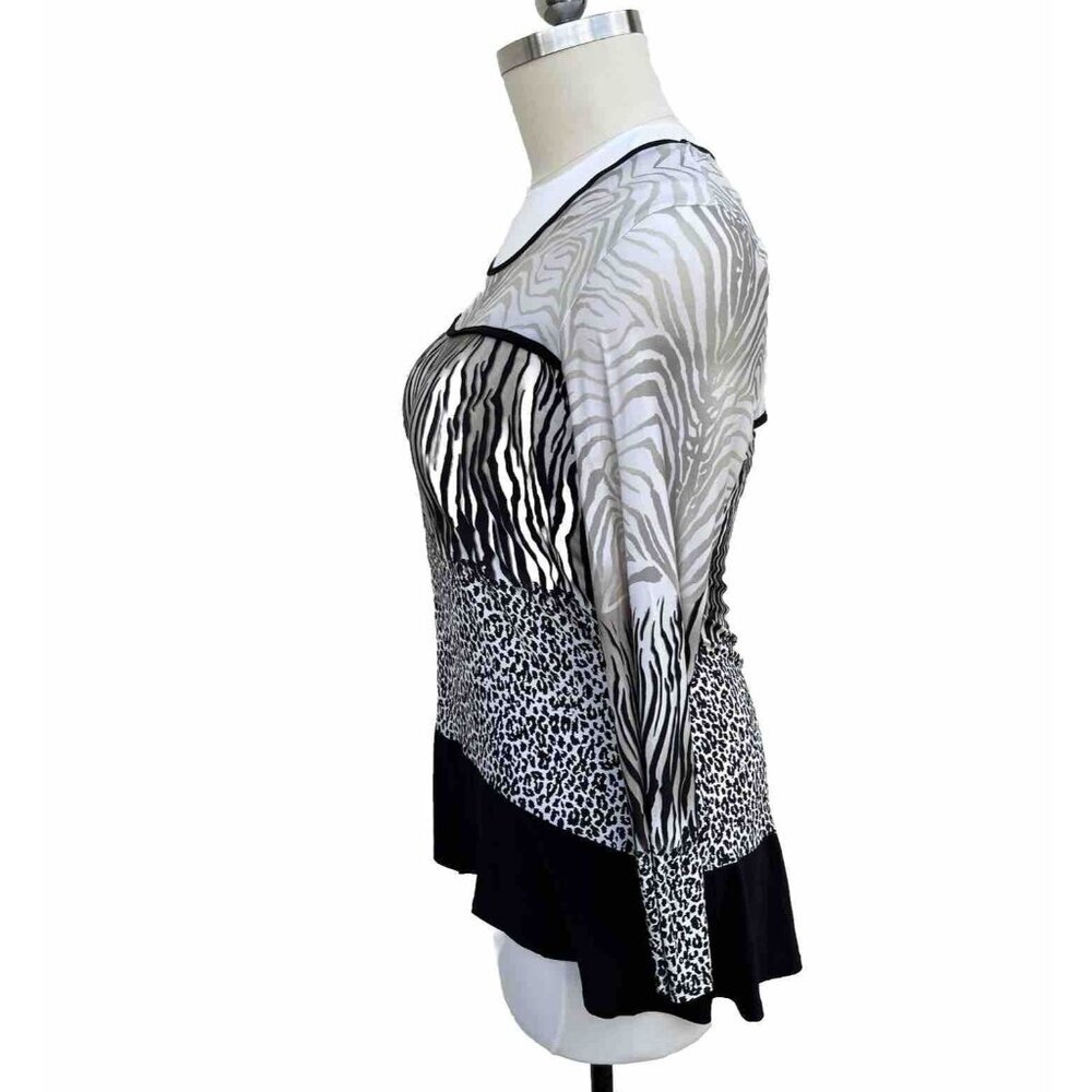 Women's Bali - Multi Animal Print Two Tone Black & White Stretch Tunic XXL - Picture 3 of 13